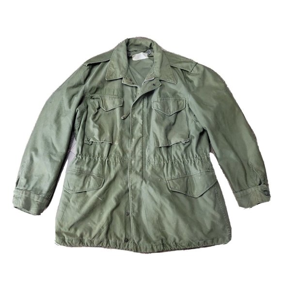 1959 Military Man's Field Coat Olive Green No. 107 Size Medium VIETNAM Jacket